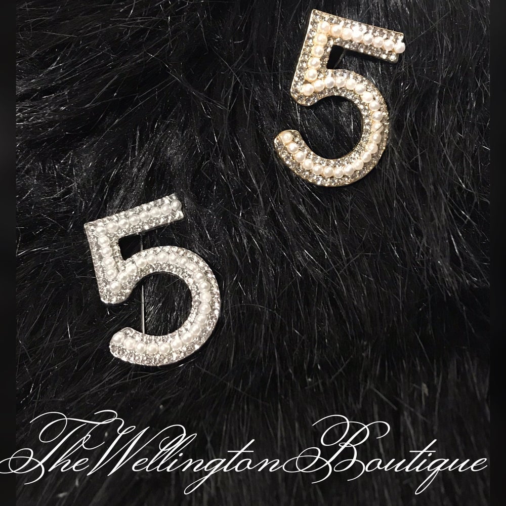 Rhinestone & Pearls Silver or Gold #5 Pin/Broach