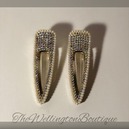 Large Dazzling Rhinestone & Pearl Hair Accessories
