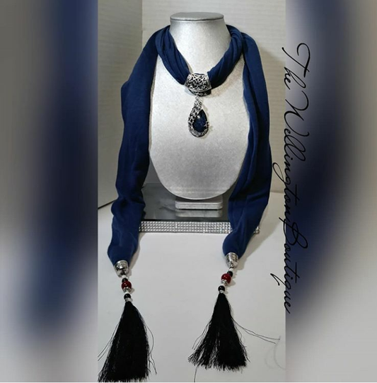 BLUE BEAUTIFUL SCARF-NECKLACES WITH CHARM!!